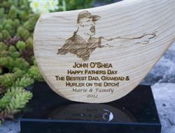 "Hurler on the ditch" Dad gift idea. Engraved Ash hurley mounted on marble base