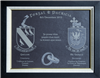 Wedding gift plaque personalised with family crests engraved on slate