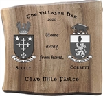 Oak Anniversary/Wedding gift plaque engraved with Family crests and wedding details.