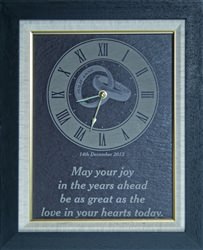 Personalised framed natural slate wedding clock