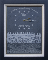 Unique wall clock, featuring Hurling team, hurley and sliotars