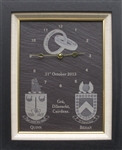 Custom made anniversary wedding clock with family crests