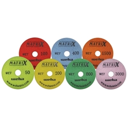 4" Matrix 7 Step Diamond Polishing Pads Wet Set of 7, production shop granite pads part # 50400