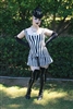 The Allie Bodice is done in our Black and White striped Fabric featuring a Zipper in the back.