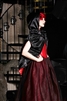 Red Satin with Black Satin hooded Cape is fully reversible and features 4 deep zipper pockets, arm holes and has princess shoulders.