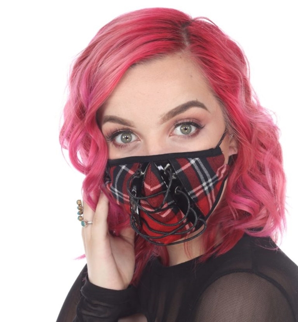 FACE MASK RED PLAID
