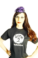 Goth 2 Tee Shirt- 1 Goth 2 Goth green goth blue goth oh what we just wear black LOL. This Black tee shirt has white details. They are standard unisex sizes S-2X.