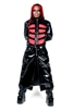 This Full Length Trench Coat in Black Heavy PVC with Cotton Side Panels

has a Fully Quilted Lining, Adjustable Side Buckle Straps, Zipper Closure

and Hips Front Pockets.