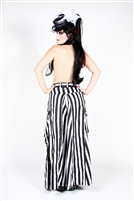 QUEENS BLACK AND WHIGHT STRIPED SKIRT. Floor Length Bell Skirt features Front Bondage Straps, a Zipper and Button Closure. (Top sold separately)