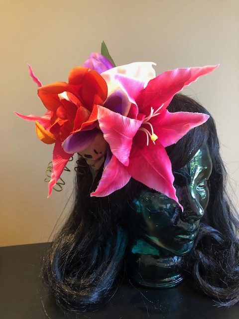 Tiki Hair Flowers with Skull 1