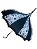 UMBRELLA B/W  SPELLS AND POTIONS It features lace and bow details and hook-style handle.