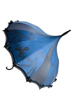 This beautiful umbrella has a BIG BLUE OCTOPUS pattern. And features lace and bow details and hook-style handle.
