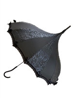 This beautiful umbrella has a Black Flowers pattern. And features lace and bow details and hook-style handle.