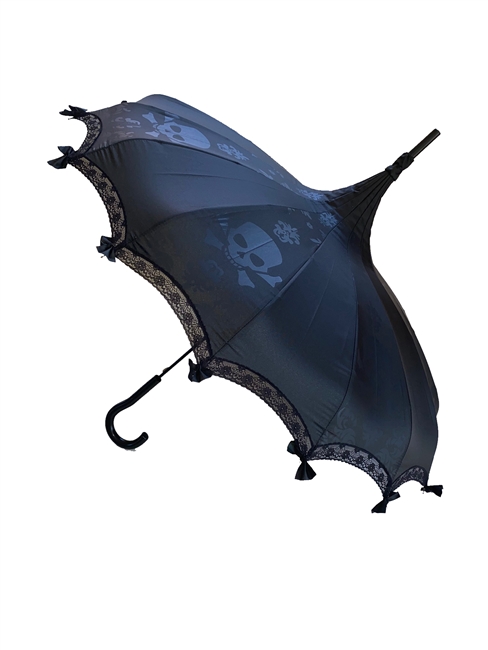 Hilary's Vanity UMBRELLA Big Skull Damask Black/Black