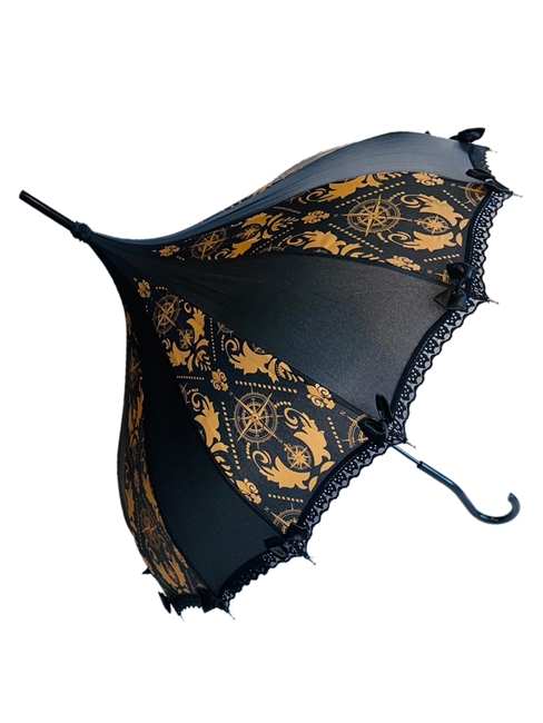GREEN AUTOMATIC SATIN UMBRELLA features a Ruffle and hook-style
