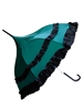GREEN AUTOMATIC SATIN UMBRELLA features a Ruffle and hook-style handle. Automatic mains that you push the button and it opens by itself (Fancy).