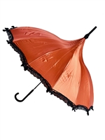 This beautiful Umbrella is done in our LIME GREEN Satin and has a scalloped edge. It has lace and bow details with a hook-style handle.