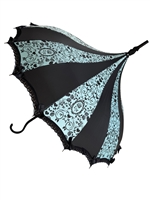 This beautiful UMBRELLA ROSE LIGHT BLUE Umbrella features lace and bow details and hook-style handle.
