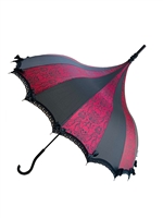 UMBRELLA  SKULL SWORDS BURGUNDY DAMASK