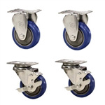 3" caster set with blue polyurethane wheels