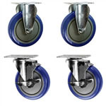 5" caster set with blue polyurethane wheels