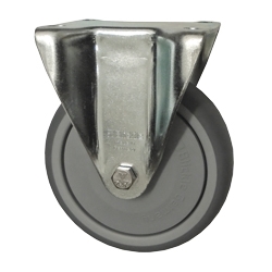 Metric Rigid Caster with Top Plate and Rubber Wheel