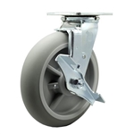 8" Cambro Camcruiser Cart Swivel Caster with Brake and Thermoplastic Rubber Tread Wheel