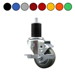 3" Expanding Stem Swivel Caster with Polyurethane Tread and top lock brake