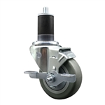 3.5" Expanding Stem Brake Swivel Caster with Polyurethane Tread