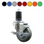 3.5" Expanding Stem Brake Swivel Caster with Polyurethane Tread