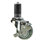 3.5" Expanding Stem Brake Swivel Caster with Polyurethane Tread