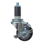 3.5" Expanding Stem Swivel Brake Caster with Polyurethane Tread