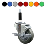 3.5" Expanding Stem Brake Swivel Caster with Polyurethane Tread