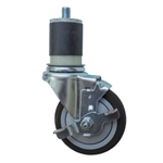 4" Expanding Stem Swivel Caster with Polyurethane Tread and top lock brake