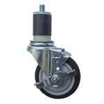 4" Expanding Stem Swivel Caster with Polyurethane Tread and top lock brake