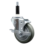 4" Expanding Stem Swivel Caster with Polyurethane Tread and top lock brake