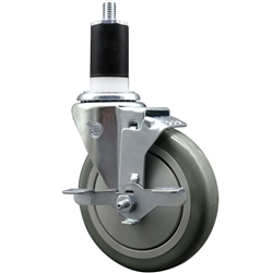 5" Expanding Stem Swivel Caster with Polyurethane Tread and top lock brake