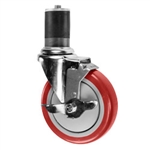 5" Expanding Stem Swivel Caster with Polyurethane Tread and top lock brake