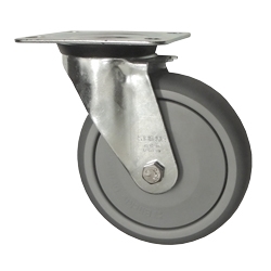 Metric Swivel Caster with Top Plate and Rubber Wheel