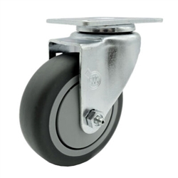 4" Swivel Caster for Rubbermaid Cube Cart with Thermoplastic Rubber Tread