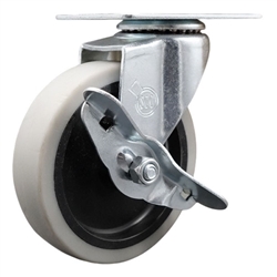 4 inch top plate swivel caster with a thermoplastic rubber tread wheel and brake