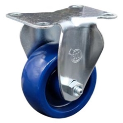 Service Caster #20 Series rigid casters with 3-1/2 inch solid blue polyurethane wheel.