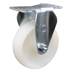 Service Caster #20 Series rigid casters with 4 inch hard rubber wheel.