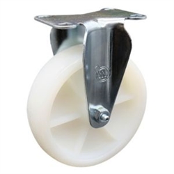 Service Caster #20 Series rigid casters with 5 inch nylon wheel.