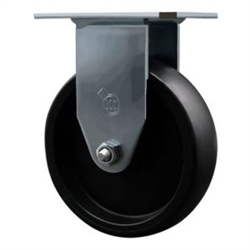 Service Caster #20 Series rigid casters with 5 inch polyolefin wheel feature a bright zinc plated finish.