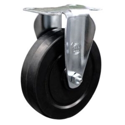 Service Caster #20 Series rigid casters with 5 inch soft rubber wheel.