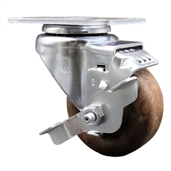 3 Inch swivel caster high temp glass filled nylon wheel with brake