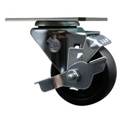 Service Caster #20 Series swivel casters with 3 inch polyolefin wheel and brake feature a bright zinc plated finish.
