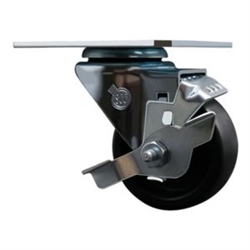Service Caster #20 Series swivel casters with 3 inch polyolefin wheel and brake feature a bright zinc plated finish.