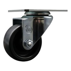 Service Caster #20 Series swivel casters with 3 inch polyolefin wheel feature a bright zinc plated finish.